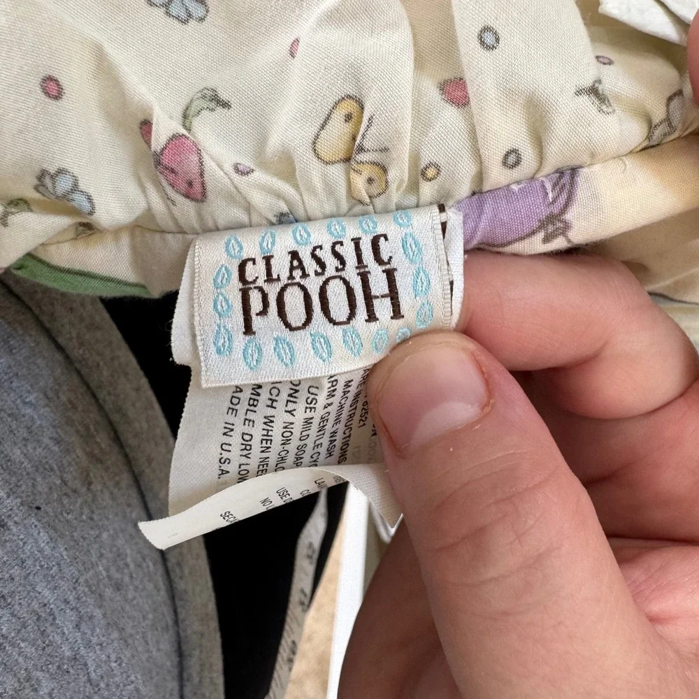 Vintage Disney Classic Pooh Baby Quilt Cream Pink 1999 Vintage Ruffle Blanket